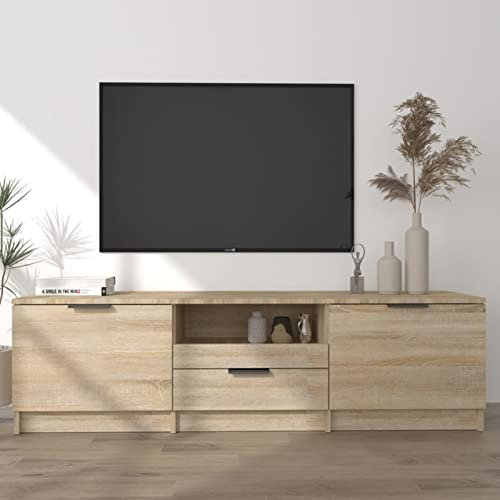 Xichuzi TV-Schrank Sonoma-Eiche 140x35x40 cm Holzwerkstoff, TV Lowboard, Fernsehschrank, Fernsehtisch, Fernseher Schrank, TV Sideboard, TV Board, TV Cabinet, TV Bank, TV Kommode