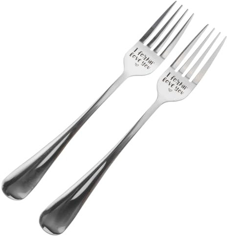 Cabilock Edelstahlgabel 2 Stück Hochglanzpoliert Kreative Schriftzug Dessert Und Haushaltsgabeln Für Obst Kuchen Snacks