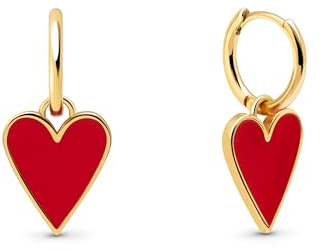 SINGULARU Pendientes Mujer Lovely Heart Baño Oro