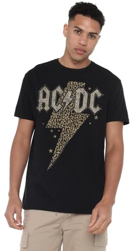 ACDC Leopard Bolt Unisex T Shirt, Black, Small