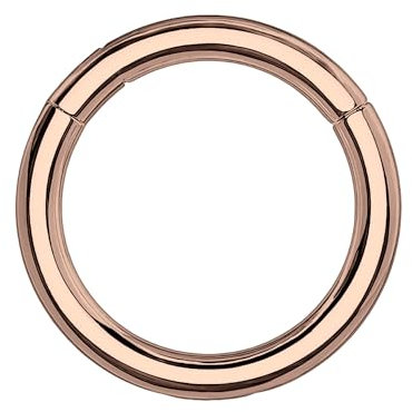 Titanium Clicker Ring in Classic Simple Style, Daith Nose Piercing Hoop Septum Jewelry Clicker - Rose Gold / 18G / 08 mm
