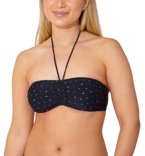 Scuba Ladies Swimwear Women's Strapless Bandeau Bikini Top Mix & Match Plain Print Non-Wired UK Seller - Geo Print - Size 18