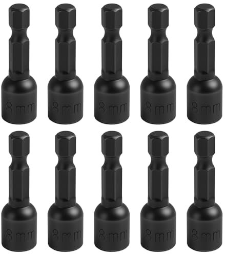 Ensemble de 10 Douilles Magnétiques Hexagonales 8mm, Adaptateur Torx Femelle 1/4, Douilles à Six Pans Creux (8 * 42MM) pour Perceuses Électriques et Visseuses Sans Fil