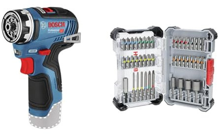 GSR 12V-35 Fc (Body Only, Carton) Brushless 12V D/Driver + 43x Extra Hard Screwdriver Bit Set, 43-Piece (197 x 110.5 mm, Professional Accessories Screwdriver, Drill)