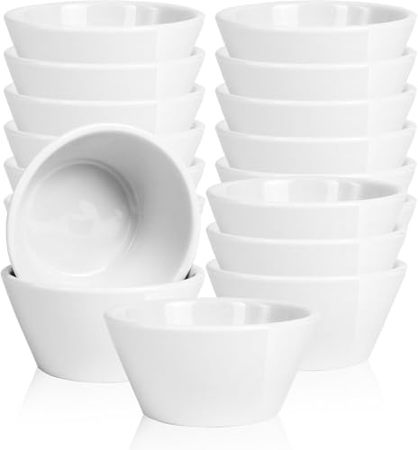 18 Pcs White Porcelain Bowls 240ml Small Dessert Bowls Broth Cups Soup and Dip Cups for Ice Cream Dipping Sauce Bouillon Soups Side Dishes Salads Cereal Rice, Microwave and Dishwasher Safe