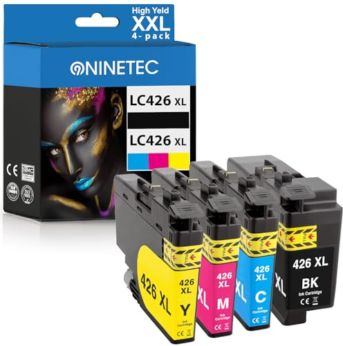 NINETEC LC426 XL LC-426XLVAL Multipack Druckerpatronen Kompatibel für Brother LC-426XL LC-426 XL LC426XLVAL für Brother MFC-J4340DW MFC-J4340DWE MFC-J4540DW MFC-J4335DW MFC-J4535DW 4-Pack