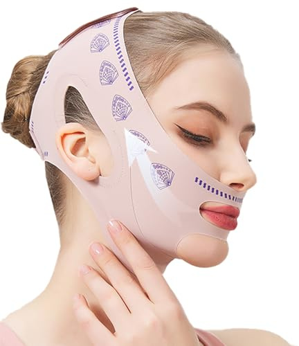 V Gesichtsmasken,Wiederverwendbare V-Linienmaske gegen Doppelkinn,Atmungsaktive Lifting-Maske & Gesichts-Schlankheitsgurt für V-förmiges Kinn,Gesichtslifting Gurt zur Hautstraffung,Fan