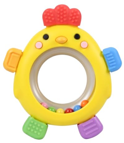 Arudyo Beißring aus Silikon BPA-frei Baby Beißring Spielzeug Baby Ruder Greifling Beißring Zahnen Nursing Zubehör mitHölzern Ring (Küken)