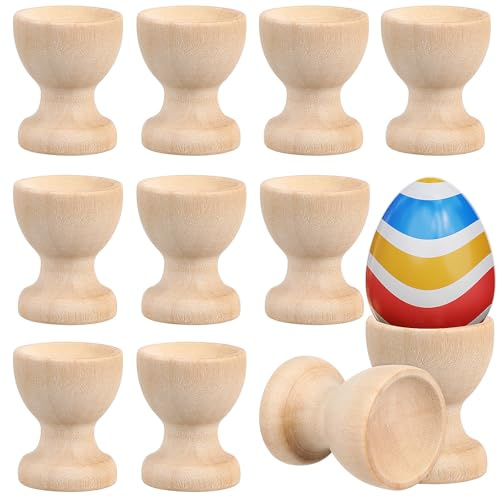 Hemobllo 24 Pcs Wooden Egg Cups for Crafts - Unfinished Natural Wood Egg Holders to Paint - Easter Stand Display for Kids DIY Decoration, Montessori Toys & Breakfast Kitchen (Plain)