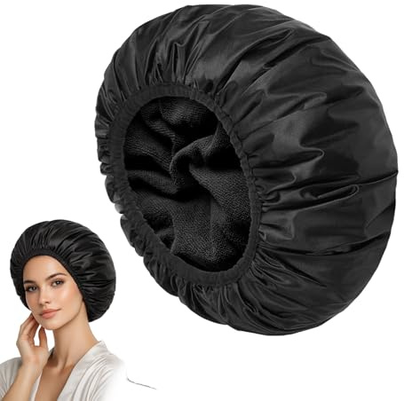 Triple Layer Waterproof Shower Cap For Extra Long Hair With Terry Lining - Adjustable Large Satin Bonnet For Women And Men In Shower Spa Kitchen Or Sleep Triple Layer Waterproof Cap For Extra