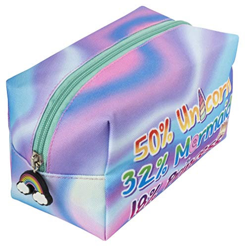 FRINGOO® Grande trousse de maquillage carrée pour cosmétiques, trousse de toilette de voyage organiseur cadeau pour fille Licorne marrante Licorne Sirène Princesse L