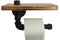 Porte Papier Toilette Industriel Étagère Mural Rétro en Bois et Métal Papier Hygiénique en Tuyau de Fer avec Rangement Vintage pour Salle de Bain Chambre Cuisine
