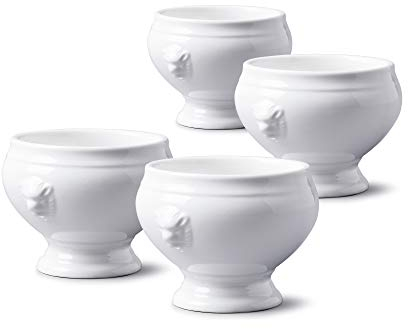 WM Bartleet & Sons 1750 TSET121 - Set di 4 ciotole per zuppa e stufati, in porcellana, motivo testa di leone, 350 ml, colore: Bianco