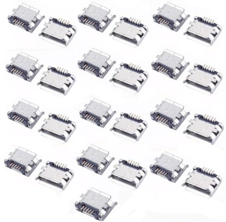 QMseller Micro USB Typ B Buchse 180 Grad 5 Pin SMD SMT Lötverbinder 25 Stück