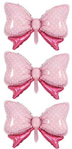 NUOBESTY Palloncino Foil Jumbo Foil Palloncini Fiocco Rosa Baby Shower Party Genere rivelare Decorazione Confezione da 3