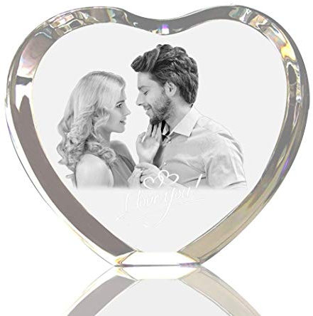 Personnalisé verre photo 2D/3D Laser gravure gravé cristal verre Photo cadre Photo saint valentin mariage cadeau de collection (75 x 95 mm)