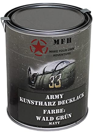Army - Vernice opaca, barattolo da 1 l, colore: Verde (verde forestale)
