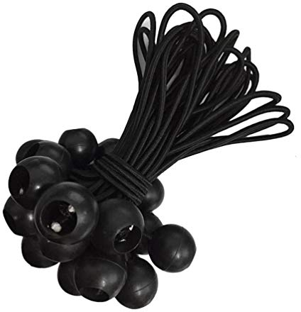 Voarge 25 Stück Planenspanner, Zelt-spanngummis, Gummispanner mit Kugel, Planen, Plakate, Werbebanner, Erüstbanner Bauzaunplanen usw, 20 cm Schwarz