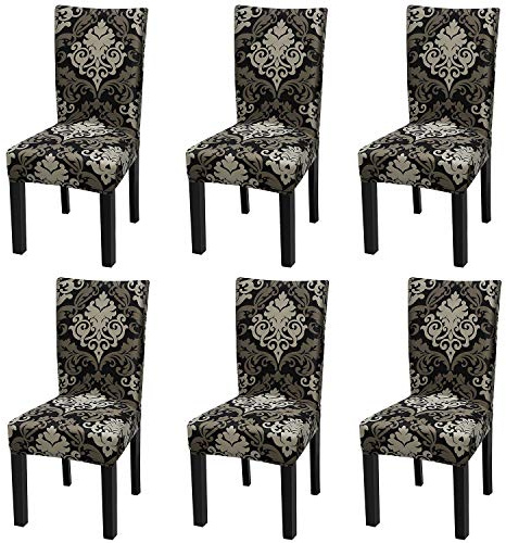 Layack Stuhlbezug 6er Set, Elastische Sitzbezüge Waschbar - Universal für Esszimmer, Küche, Restaurant, Hotel - Schützt vor Flecken (48-58 cm)