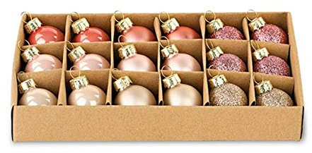 tonosutono Box 18 Palline Natale Mini Rosa/Champagne Diametro cm 2,5