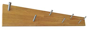 ICEBORN Garderobenleiste Wandgarderobe Massivholz Eiche geölt Edelstahl Größe L Manufaktur (Eiche 800mm)
