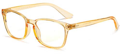 DUCO Kids Blue Light Glasses Girls Boys Computer Gaming Eyeglasses Anti UV,Bluelight Glasses for Kids Age 6-10 K028 (Clear yellow)