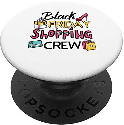 Holiday Shopping Black Friday Shopping Crew Funny Christmas PopSockets PopGrip: Impugnatura per Telefoni Cellulari e Tablet Intercambiabile