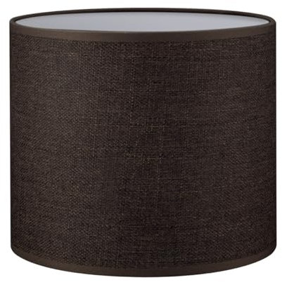 Home Sweet Home Moderner Lampenschirm Canvas | Zylinder |20/20/17cm | Dunkelbraun | Stoff-Lampenschirm aus Baumwolle | für E27 Lampenfassung | RoHS-geprüft | für Wandleuchte