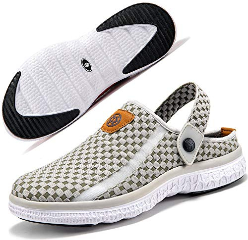 Sabots Mules Homme Femme Sandales Chaussures de Jardin Respirant Amants Pantoufles D'Été Aquatiques de Plage Piscine Chaussons Gris Clair 41