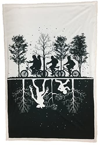 Tusina SRT039 Lyo Stranger Things Upside Down Sherpa-Fleecedecke, Fell, Rot/Schwarz, 100 cm x 150 cm