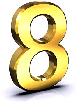 Stick On Door Numbers, 3 Inch 3D Mailbox Numbers, Self Adhesive House Numbers Plaques, Door Numbers for House, Apartment, Mailbox, Hotel, Office, Room, Courtyard, Cafe (8, Gold)