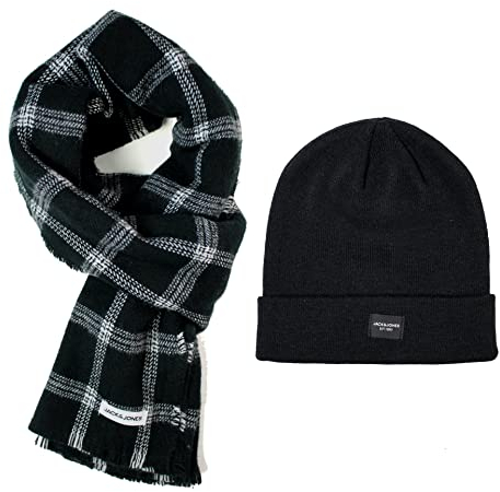 JACK&JONES Men's Jacfrost DNA and Scarf Giftbox Hat, Black/Pack:Black Beanie, ONE Size