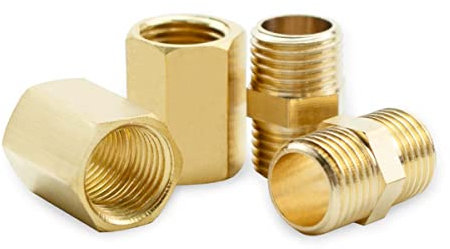 Bwintech 4 Stück 1/8 bis 1/8 Innen und Außengewinde BSP Gewinde Messing Sechskant Nippel und Sechskant Kupplungsverbinder für die Konvertierung von Rohrverbindungen