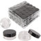 Lot de 150 petits pots vides ronds en plastique transparent de 3 g pour maquillage, baume à lèvres, poudre, échantillons en gros de 2,8 g avec couvercles noirs