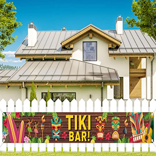 TOPJOWGA Tiki Bar Hawaii Party Deko Banner, 270 X 35CM Hawaii-Party Hintergrund, Sommer Tiki Banner Deko, Aloha Hintergrund für Strand Sommerparty Dekoration
