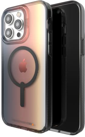 ZAGG Gear 4 Milan Snap D30 Schutzhülle Kompatibel mit iPhone 14 Pro, 5G, Schlank, Stoßfest, Magnetisch, Kabelloses Laden, (Schwarzer Wirbel)