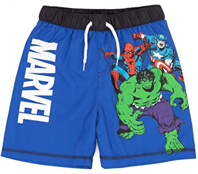 Marvel Swim Shorts for Boys | Kids Blue Hulk Spider-Man Captain America Superheroes Swimming Pants Trunks | Childrens Swimwear