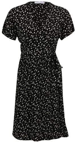 Tamaris Damen Halbarm Wickelkleid ARPAJON Schwarz 36