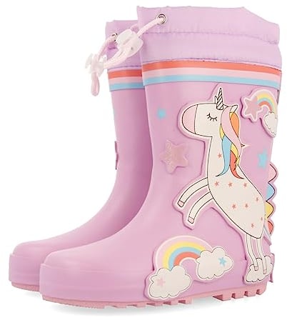 Stivali da Pioggia Malva con Stampa di Unicorno da Bambina e Bambino kinloss