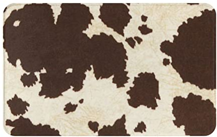 BEULSI Area Rug Kuhfell Print Boden Anti-Rutsch Willkommen Fußmatte, Badezimmerteppich dünne Fußmatte saugfähig, waschbar für Küche, Wohnzimmer, Badezimmer, 50 x 80 cm
