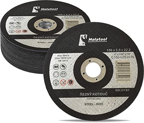 Molatool Standard Trennscheiben 150 x 2,5 x 22,2 mm, 20 Stück für Metall, Stahl, Edelstahl/INOX, Vorteilspack 20 Stück Flexscheiben für Winkelschleifer