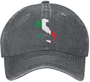 Lsjuee Italia, Italien, italienische Karte, Unisex, Cowboyhut, Baseballkappe, verstellbar, für Sport, Golf, Denim, Casquette-Kappe, Schwarz