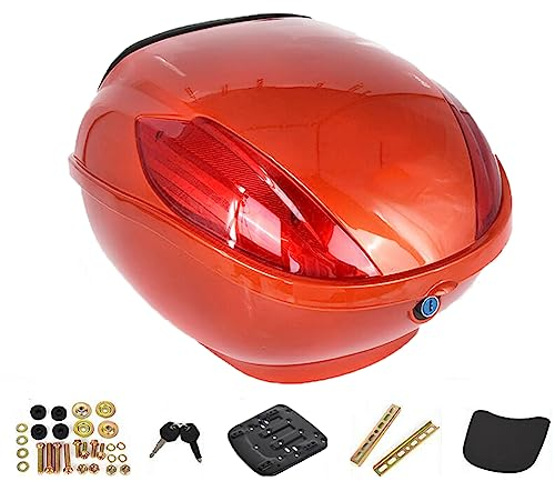 AVIITI Motorrad-Topcase, Mit Rückenlehne Universalhalterung Für Helmgepäck, Scooter Lock Storage Carrier Kunststoffkoffer,Orange,42x41x30cm