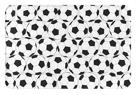 LAMAME Schwarz und Weiß Fußball Muster gedruckt Indoor Fußmatte Weiche Indoor Outdoor Teppich Waschbar Eingang Teppich