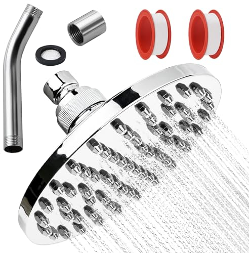 cersaty Duschkopf Regendusche Set, 360° Einstellbar Regendusche Duschkopf ABS Duschkopf mit 2 Stk Gewindedichtband für Hotel,Zuhause,Badezimmer(15×9cm)
