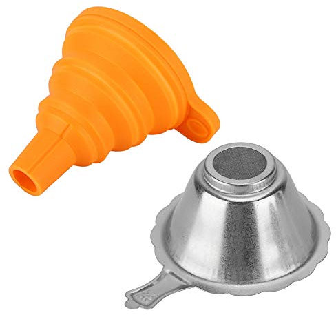 Silver 3D Printer Resin Filter, Silicone Funnel Strainer Kit Folding Design for 15mm Neck Width Bottles, and Resin Filters