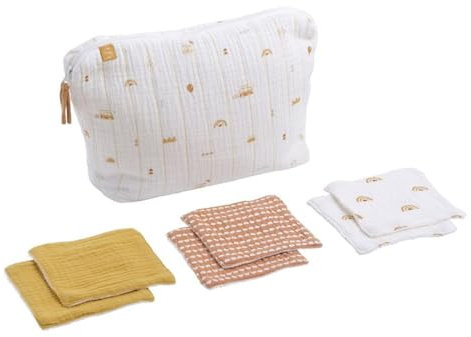Trousse de toilette et carré éponge en coton