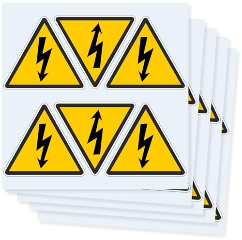 Pubblimania N°30 DANGER ÉLECTRIQUE RISCK ELECTRIC SHOCK Autocollants triangulaires avec impression extérieure/intérieure. Impression pour durabilité extérieure - intérieur (10 x 9 cm (30 pcs))