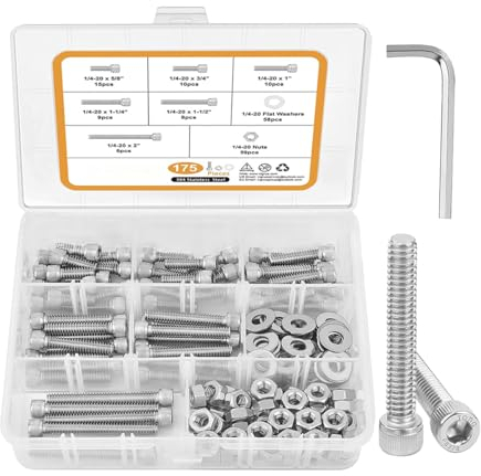 JNNJ 175PCS Vis à Six Pans Creux Machine, Vis Hexagonale Industrielle, Boulons Tête Hexagonale Six Pans Creux, Boulons Hexagonaux Jeu, Acier Inoxydable 304 M3, pour Les Professionnels Amateurs