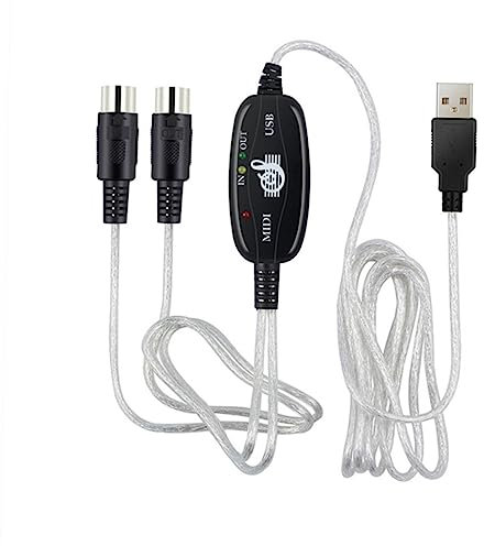 VICASKY Midi to Usb Cable Keyboard Adapter Cable Music Editing Cord Fit for Most Computer Systems